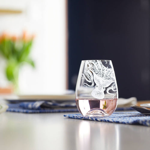 Lucy the Octopus Stemless Wine Glasses, Set of 2