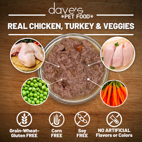 Dave's Gravylicious Turkey & Veggies Pate Dinner For Dogs